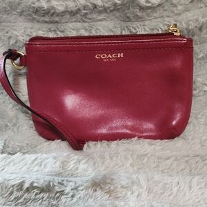 Coach Burgandy Leather Wristlet Clutch